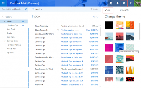 when i select an email message in outlook 2016 for the mac can i change the color